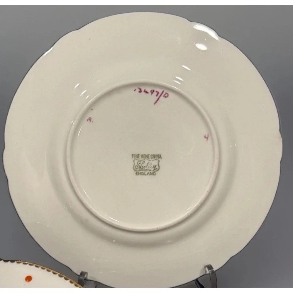 Shelley Fine Bone China England Orange Dainty Polka Dot Gold Trim 5